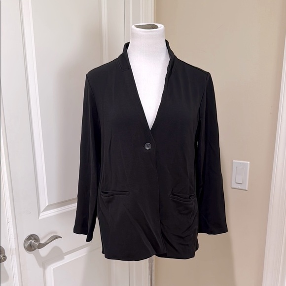 Eileen Fisher Sweaters - Eileen Fisher Single Button Long Sleeve Medium Weight Black Jacket Size Large